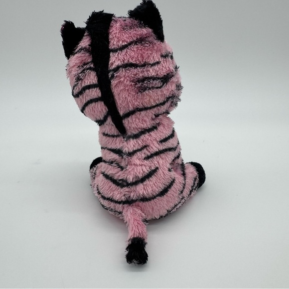 TY Beanie Zoey Zebra Plush 6" Pink Black Stuffed Zoo Animal Glittery Eyes NO Tag - Picture 2 of 5